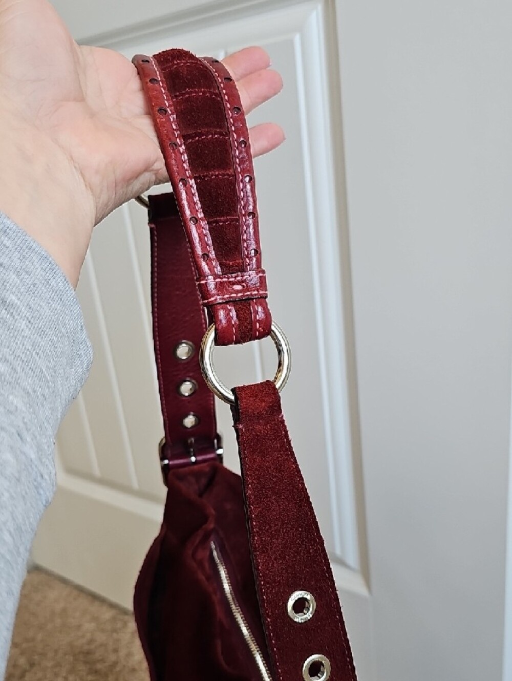 Coach 2005 Vintage Crimson Monochromatic Holiday Patchwork Shoulder Bag - Picture 9 of 12